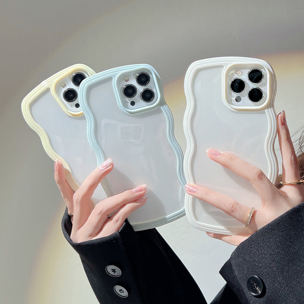 Wave Border Mobile Phone Case Solid Color Simple Candy Color Wave Border Mobile Phone Case Solid Color Simple Candy Color